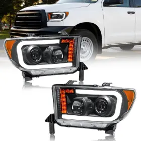 Fl-hl-035-g-ambk Fullux Headlights Projector For 2007-2013 Toyota Tundra With Led Drl Compati Fl-hl-035-g-ambk Fullux Headlights Projector For 2007-2013 Toyota Tundra With Led Drl Compati