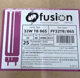 Fusion Ff32t8/865 25 Pack T8 Fluorescent Bulbs 4 Foot