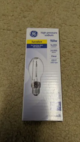 Ed17 Ge 043168309646 Lucalox High Pressure Sodium S55 Ballast 150w 16000 Lumens Medium Base