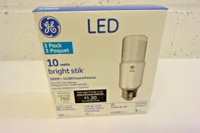 79368 Ge 043168322737 Pack Of 3 Lighting Led Bright Stik 10w 760lm Soft White Non-dimmable