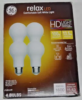 Ge 043168543781 4pk 100w Relax A19 Led Hd Light Bulbs Soft White