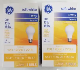 17549 Ge 2 20/135/155-watt 3-way Soft White Security A21 Medium Base Light Bulbs