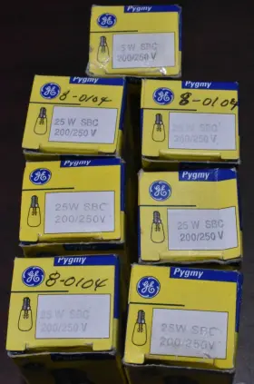 Ge 200/250v Lot Of 7 Pygmy 25w Sbc Bulb #2