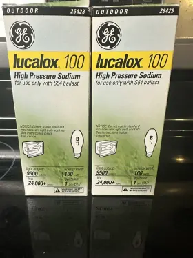 26423 Ge 2 100watt Lucalox High Pressure Clear Sodium Bulb B17 S54 Ballast Medium Base 26423 Ge 2 100watt Lucalox High Pressure Clear Sodium Bulb B17 S54 Ballast Medium Base