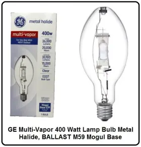 30953 Ge Multi-vapor 400 Watt Lamp Bulb Metal Halide Ballast M59 Mogul Base New