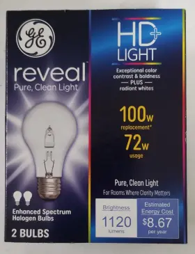 62618 Ge 2 Reveal Hd 100-watt Chrystal Clear Medium Base 1120 Lumens Light Bulbs