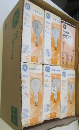 64534 Ge 300 Watt Crystal Clear Light Bulbs Lot Of 12 New