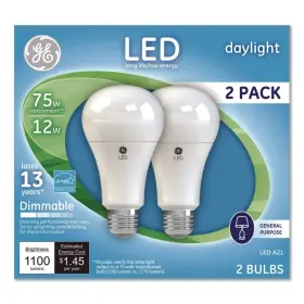 Ge 66117 Led Dimmable A21 Daylight Light Bulb 2/pack New