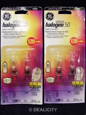 72868 Ge 2 Pk 4 Bulbs Edison Halogen 50 50w G8 T4 For Undercabinet Fixtures H22