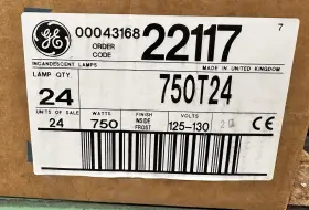 125-130v Ge 750t24 750w Incandescent Lamps Frosted Made In Uk 24 Pack