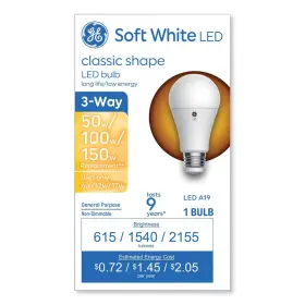 93130566 Ge 3-way A19 Classic Led Sw Non-dim Light Bulb - Soft White 1/pk New