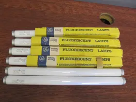 F14t8-cw Ge Lot Of 6 Original Stock Usa-made Fluorescent Lamps - Cool White 14 Inch