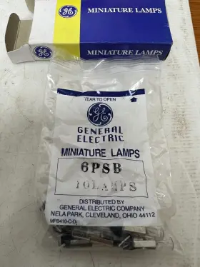 6psb Ge General Electric 10 Miniature Lamps 6 Vac 1 Watt Box Of