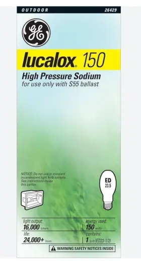 26429 Ge Lighting 1 150-watt Lucalox Hid High Pressure Sodium Mogul Base Light Bulb New