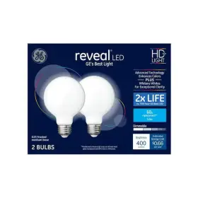 Ge Lighting 42698 2 Pack Led Revealhd G25 Frosted 400 Lumens 60 Watt Equivalent