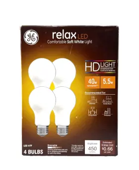 93129437 Ge Lighting Relax Hd Led Light Bulbs 40 Watt A19 Soft White - 4 Bulbs/1 Pack