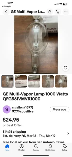 Qfg561mvmr1000 Ge Multi-vapor Lamp 1000 Watts