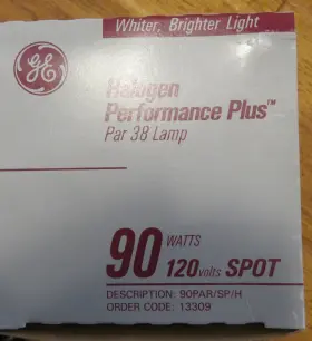 General Electric 90par/sp/h 90 Watt Par38 / Spot/ Halogen Performance Plus Bulb For Indoor Outdoor 120v