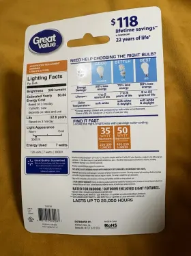 Great Value Gvrlgu103083d Led Mr16 Gu10 Base Light Bulb 7w Dimmable 50w Equivalent 500 Lumens