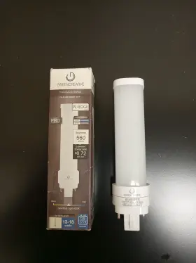Pl-h-6w-4000k-byp Green Creative Led Cfl Retrofit 6w 2-pin Horiz 4000k Ballast Bypass 120-277v
