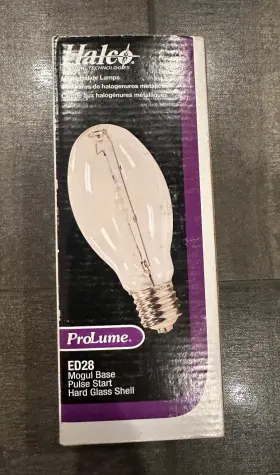 108276 Halco 250 Watt Ed28 E39 Mogul Base Clear Finish Pulse Start Metal Halide
