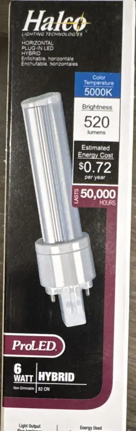 Halco Pl6h/850/hyb/led 6w 5000k Gx23 Horizontal Plug-in Led Lamp 10pk
