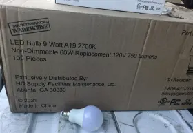 L13-a19u-9w Hd Supply Maintenance Warehouse 194671037110 100 Pack Led Light Bulb 9watt A19 2700k 750 Lumens 60w Replacement 120v 701143