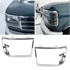 Cb-549 Hecasa Headlight Chrome Trim Bezel Compatible With 1992-96 Ford Bronco F150 T
