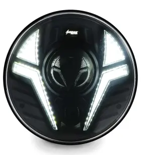 Htmt5753bwy Hengtuaoto 5-3/4 Inch Motorcycle Headlight Laser Light With White Drl Amber Turn Signal Comp