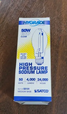 S3131 Hygrade Nos High Pressure Sodium Lamp - 50w Ed17 Medium Base