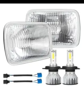 H6054  Ihnzcb Housing H4/9003 7x6 Glass Square Headlight H4 9003 Hi/low Bulbs Pair Kit