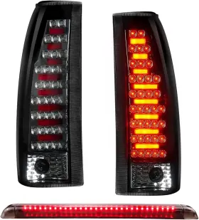 Ilonpa D150039bs Led Set Of 3 Tail Lights Pair 3rd Brake Lamp Fits For 1992-1999 Chevy/gmc Subur