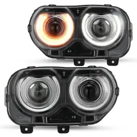 Hl-15-22dch-hid Jsboyat Dodge Challenger Headlight Assembly Led Drl Projector W O Bulbs 2015-2022 Logo