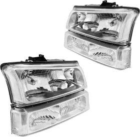 Kac Lah321 Headlight Assembly Clear Lens Chrome Housing Reflector Compatible W
