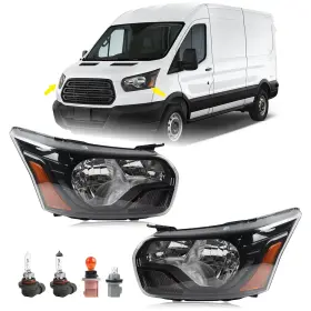 Th-hl-06p Kamdki Pair Headlight Assembly Fit For 2015-2020 Ford Transit 150 250 350 Halogen He