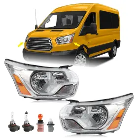 Th-hl-07p Kamdki Pair Headlight Assembly Fit For 2015-2020 Ford Transit 150 250 350 Halogen He