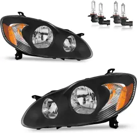 Karsparehub Ksh-tycr05 Headlights Assembly For 2003-2008 Toyota Corolla Headlamp Replacement Clear Lens