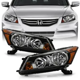 Keekpo Ke-h-j-ha10-4d-am-bk - For 2008-2012 Honda Accord 4-door Sedan Black Factory Style Headligh