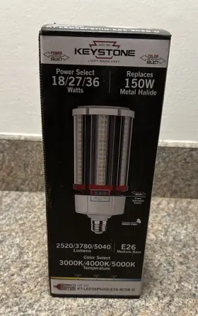 Keystone 843654126999 Kt-led36pshid-e26-8csb-d Omni Directional Led Cornbulb