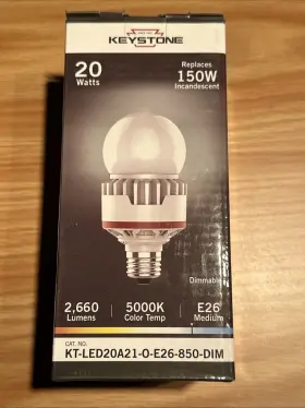 Keystone Zwx-92 Kt-led22hid-e26-850-d Kt-led20a21-o-e26-850-dim / 20 Watt 2 660 Lumens 5000k Dimmable
