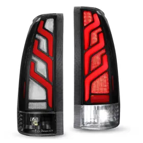 Kigemos Kgwd1178 Clear Matte Black Full Led Tail Lights For 1988-1998 Chevy Gmc C1500/2500/350