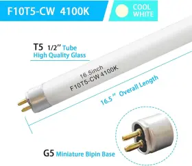 F10t5-cw Kosunrefill 16 Inch 4100k Fluorescent Linear Light Bulb T5 10w Cool White Bulbs #2
