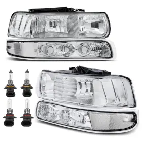 K105gg11504k Kuiperauto Headlight Assembly Fits 1999-2002 Chevy Silverado 1500 2500 Suburban Tahoe Front