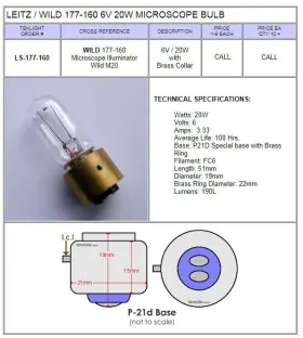 Sm-500-177 Leitz Wild 177-160 6v 20w Microscope Light Bulb - Made In Germany New #2