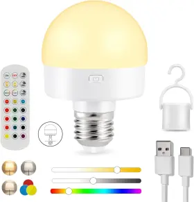 Lineway 679625300996 Rechargeable Battery Operated Light Bulb With Remote Control 1 Pack White