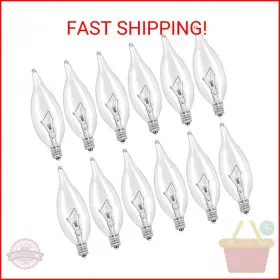 Linmifo -0621 12-pack E12 B10 Clear Candelabra Base Bulb 60w 120v Incandescent Candle