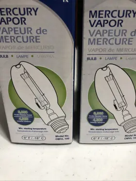Omvl-100 Lithonia Lighting Lot Of 2 New 100w Mercury Vapor Lamps 5 1/2 Inch Long