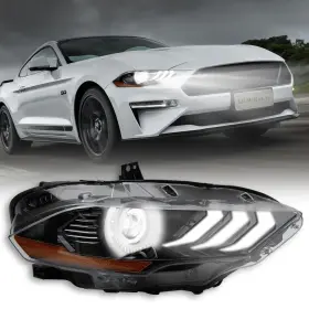 Zaxs0070 Litmiracle Ford Mustang 2018-2022 Led Headlight Assembly With Drl Oem Style Amber