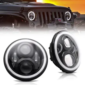 Llh-03do60h-7 Llpta 2pcs 7 Inch Dot Round Halogen Led Projector H4 Headlights Hi/lo Sealed Beam Conve