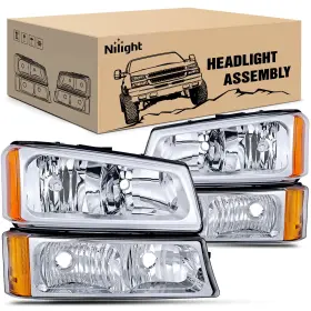 Nilight N1h1cs-06 Headlight Assembly For 2003 2004 2005 2006 Chevy Silverado Avalanche 1500 1500hd